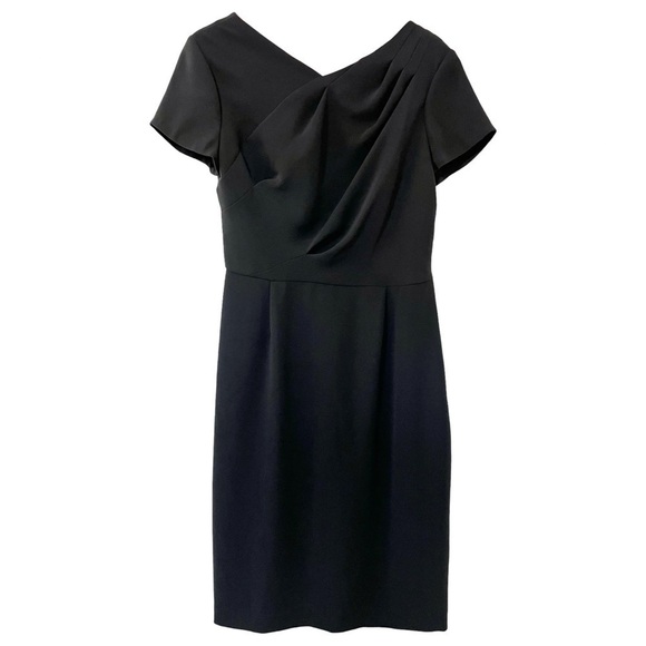 Brooks Brothers Crepe Faux Wrap Dress Size 6 Black Corpcore Career Office NWT - Picture 1 of 9